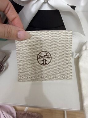 Hermès Branded Dust Bag - Beige with Brown Logo